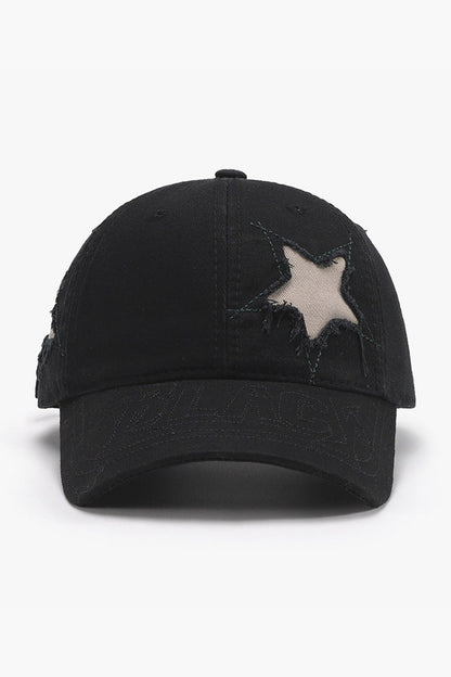 Adjustable Star Raw Hem Cap - Hats - FITGGINS