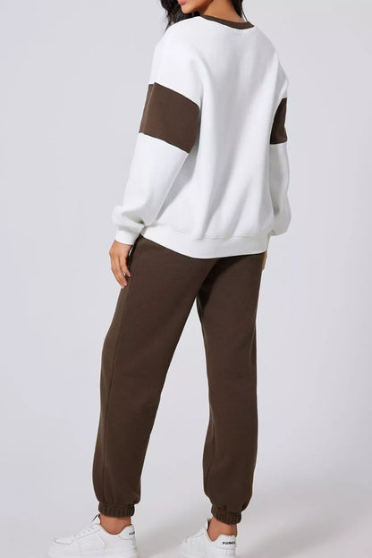 Drop Shoulder Loose Sweatshirt and Joggers Active Set Fitggins