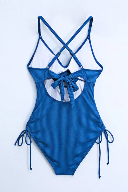 Cutout V-Neck Spaghetti Strap One-Piece Swimwear Fitggins