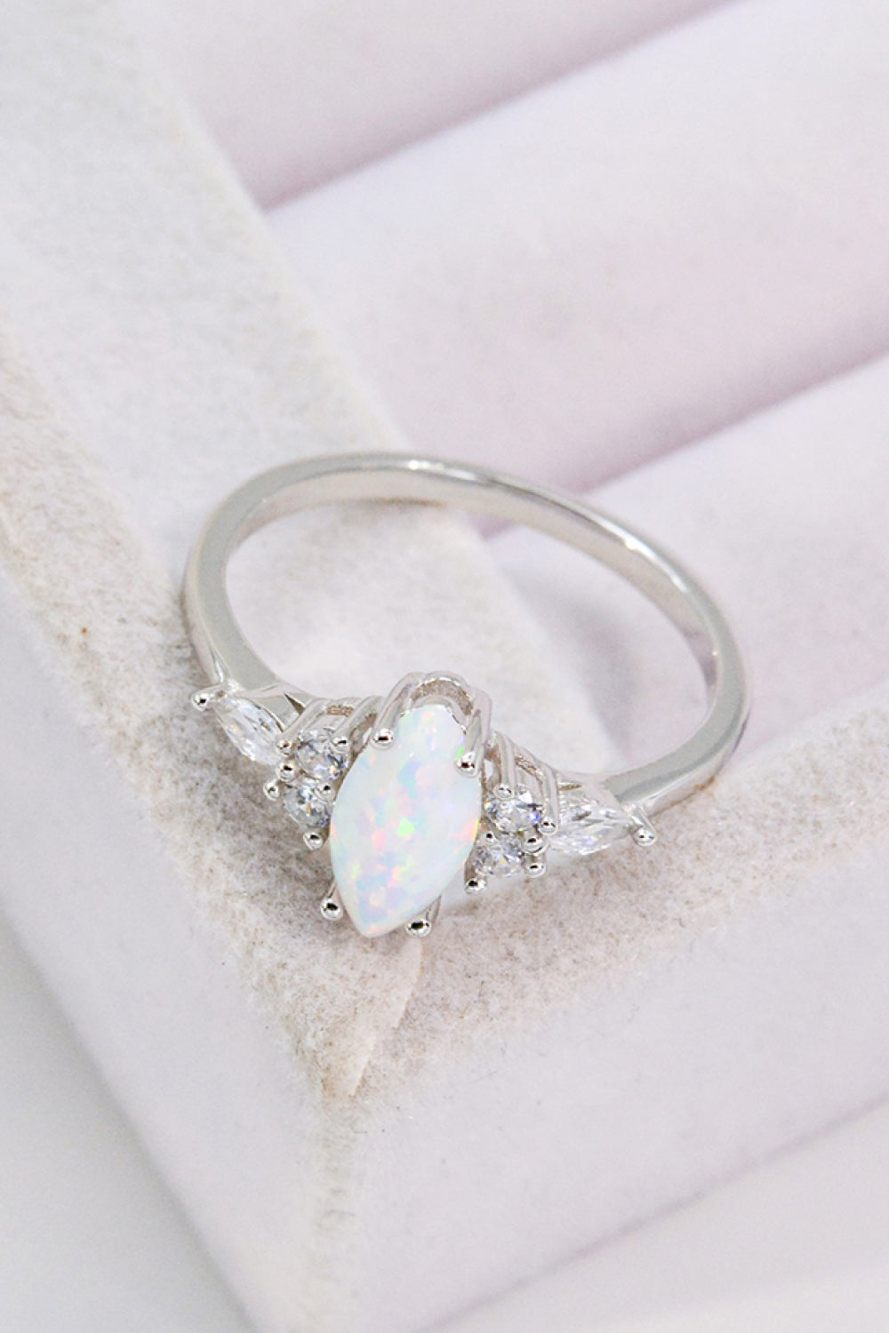 Opal and Zircon Platinum-Plated Ring - Rings - FITGGINS