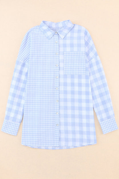 Pocketed Plaid Dropped Shoulder Shirt - Shirts - FITGGINS