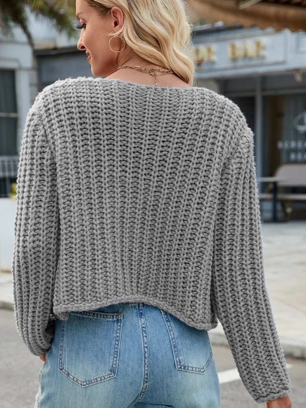 Round Neck Button Up Cardigan with Pockets Fitggins