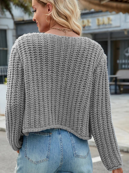 Round Neck Button Up Cardigan with Pockets Fitggins