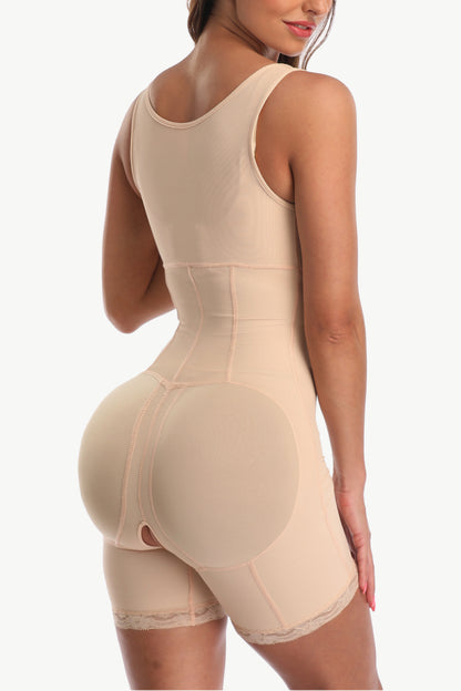 Full Size Zip-Up Lace Detail Shapewear Fitggins