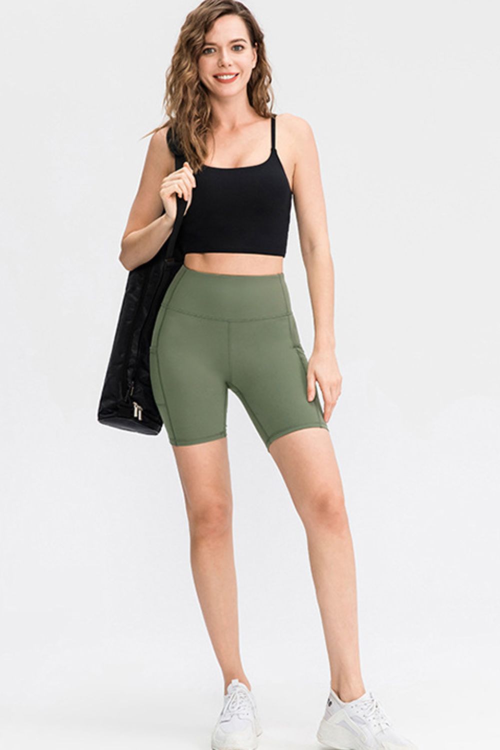 Wide Waistband Sports Shorts with Pockets Fitggins