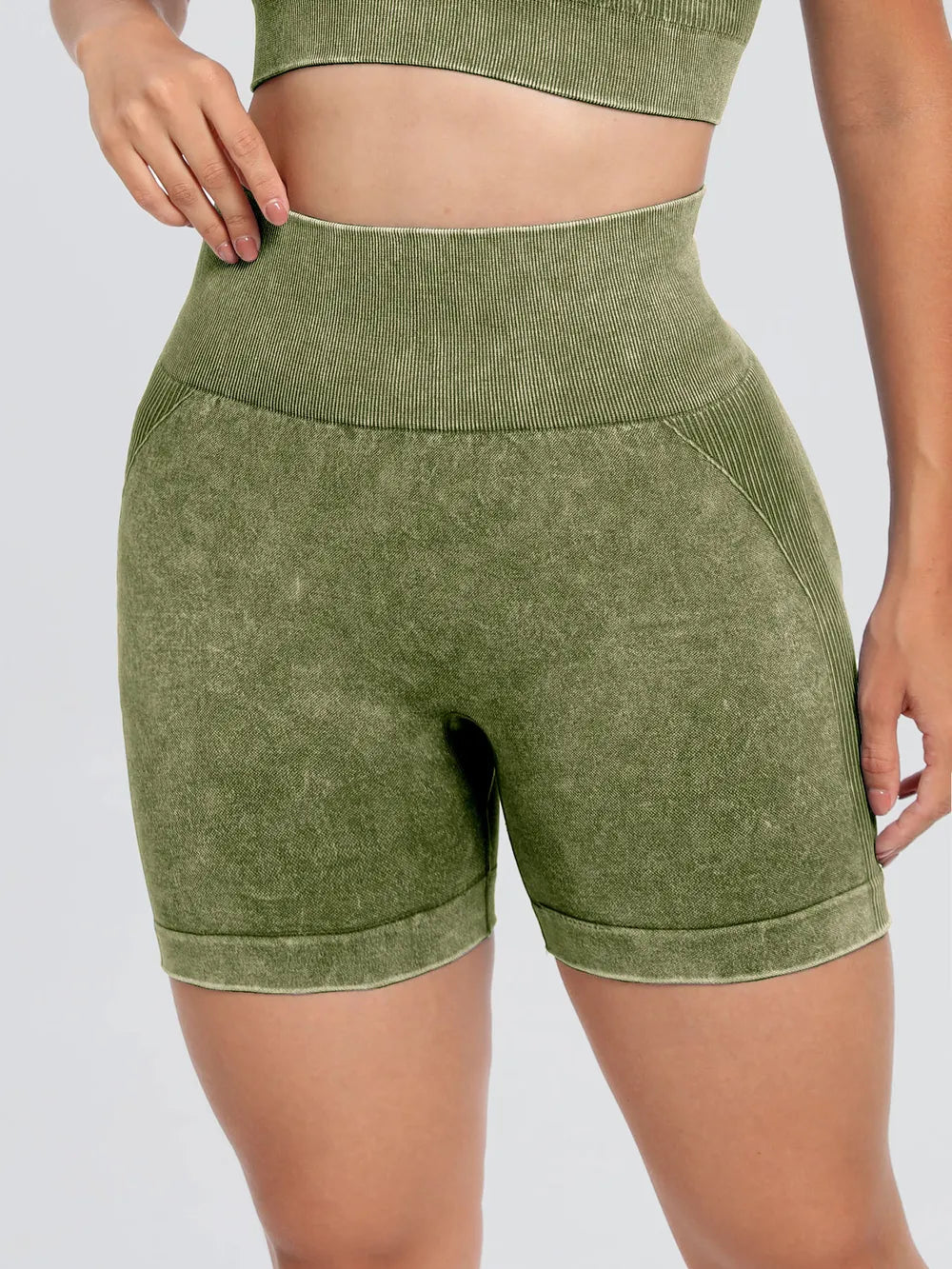 Washed High Waist Active Shorts Fitggins