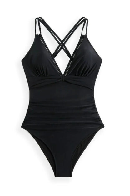 Double Spaghetti Strap One-Piece Swimwear Fitggins
