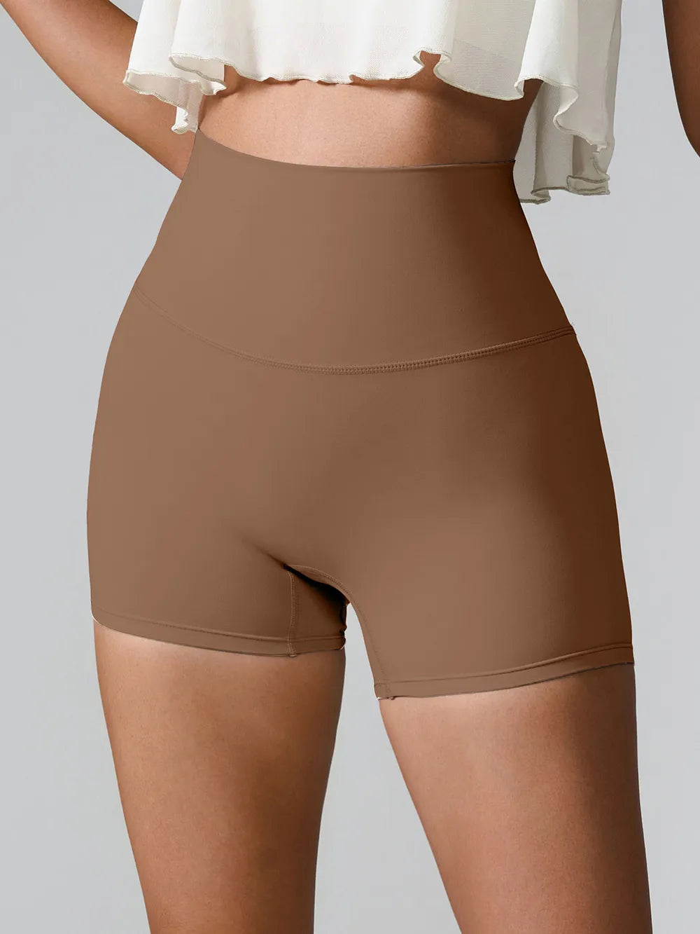 High Waist Active Shorts Chestnut Fitggins