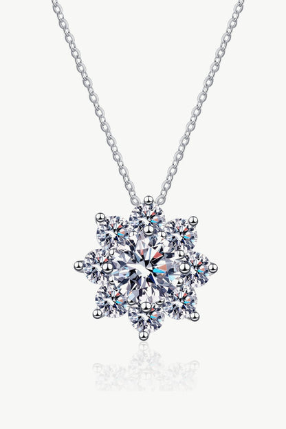 1 Carat Moissanite Floral-Shaped Pendant Necklace - Necklaces - FITGGINS