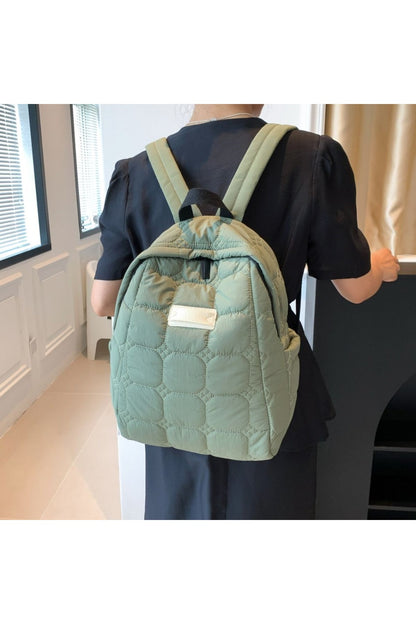 Quilted Polyester Backpack Bag - Handbag - FITGGINS