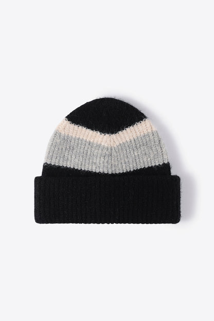 Tricolor Cuffed Knit Beanie - Hats - FITGGINS