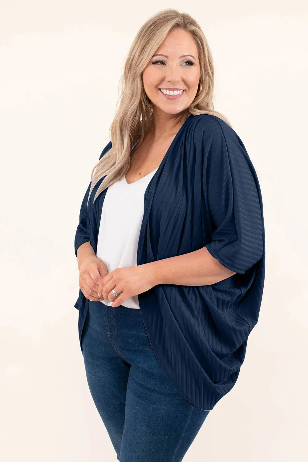 Plus Size Ribbed Cocoon Cover Up Fitggins