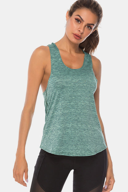 Full Size Scoop Neck Wide Strap Active Tank - Crop Tops & Tank Tops - FITGGINS