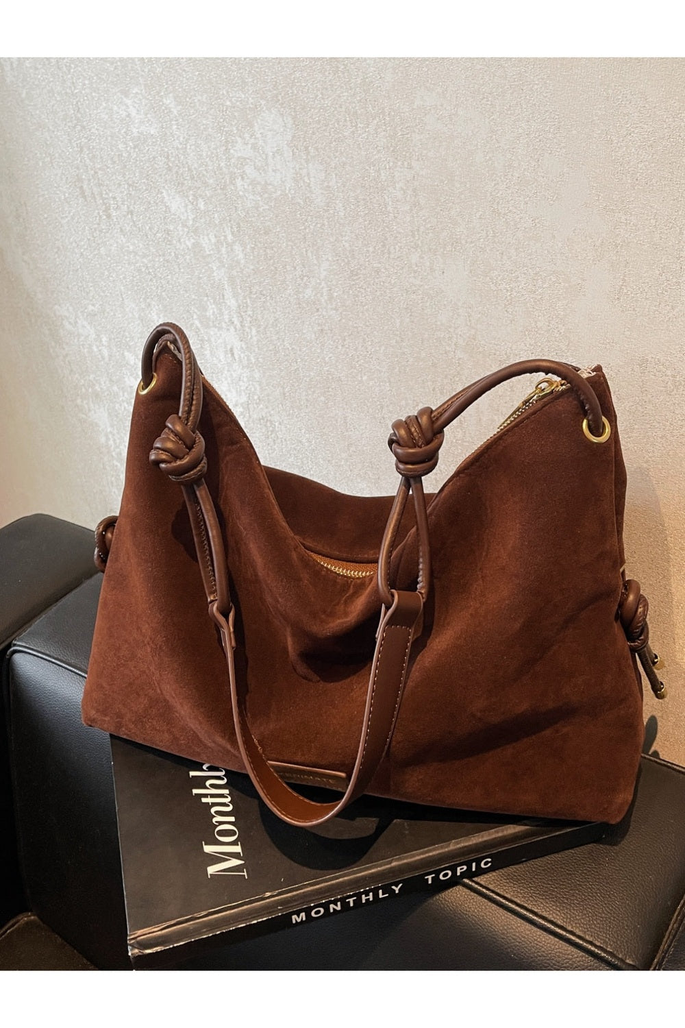 Suede Large Shoulder Bag - Handbag - FITGGINS