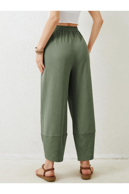 Lovelet Elastic Waist Wide Leg Pants - Pants - FITGGINS