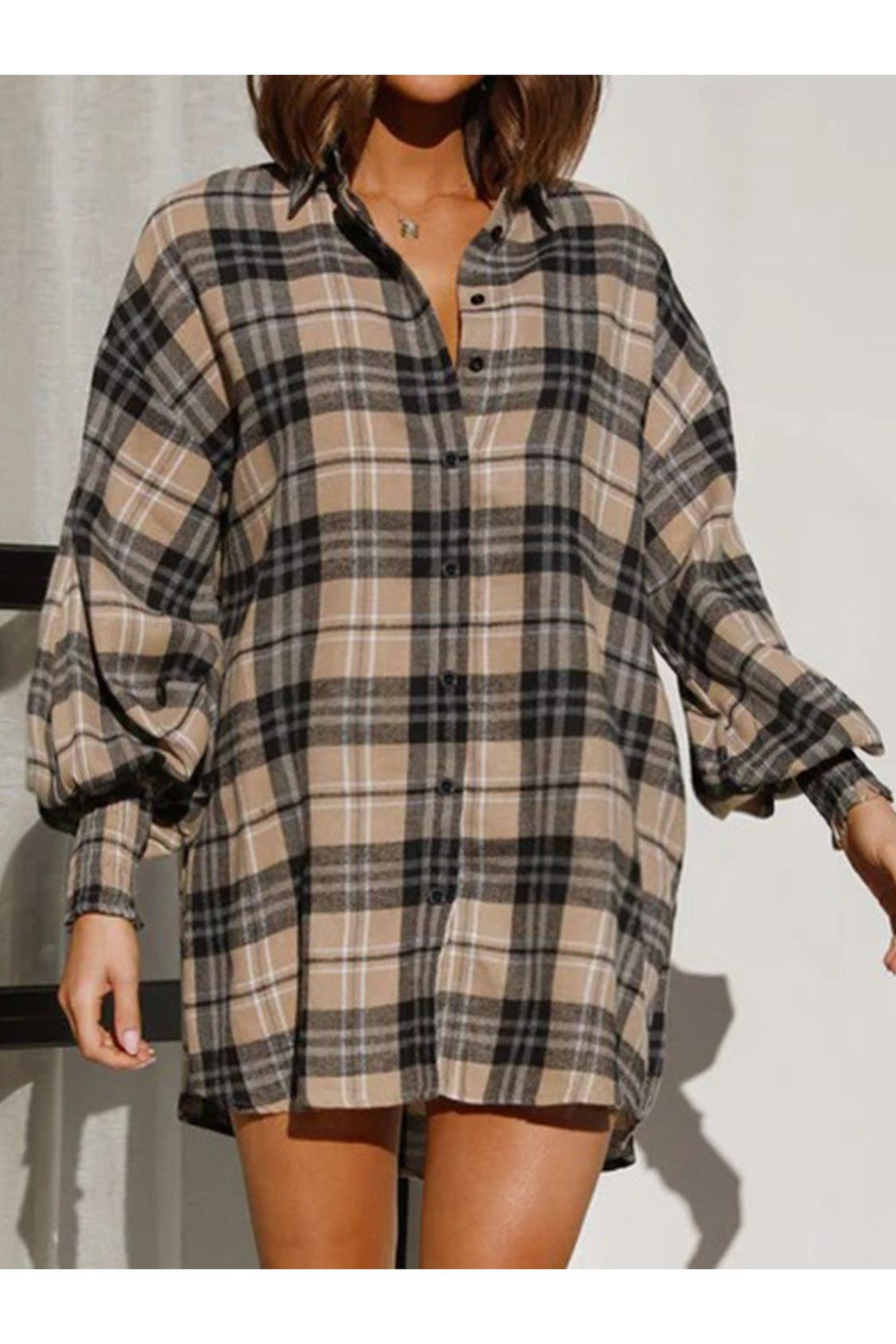 Plaid Button Up Long Sleeve Shirt - Shirts - FITGGINS