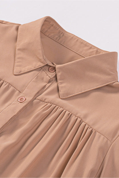 Gathered Detail Puff Sleeve Shirt - Shirts - FITGGINS