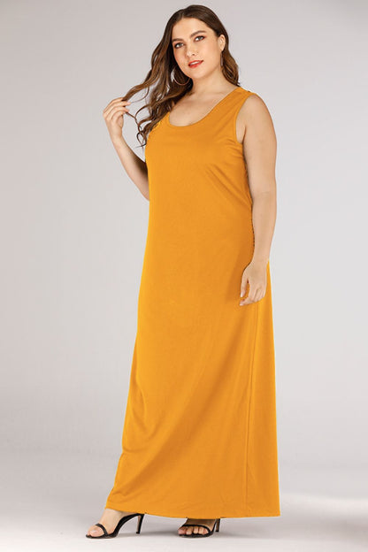 Plus Size Scoop Neck Maxi Tank Dress Fitggins