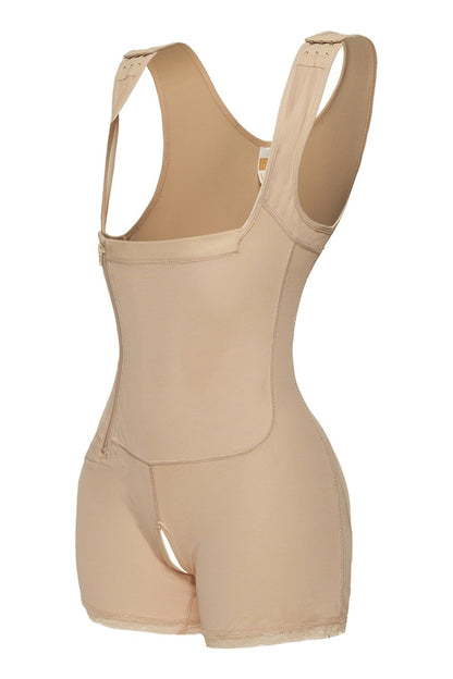 Full Size Side Zip Up Wide Strap Shapewear - Shapewear - FITGGINS