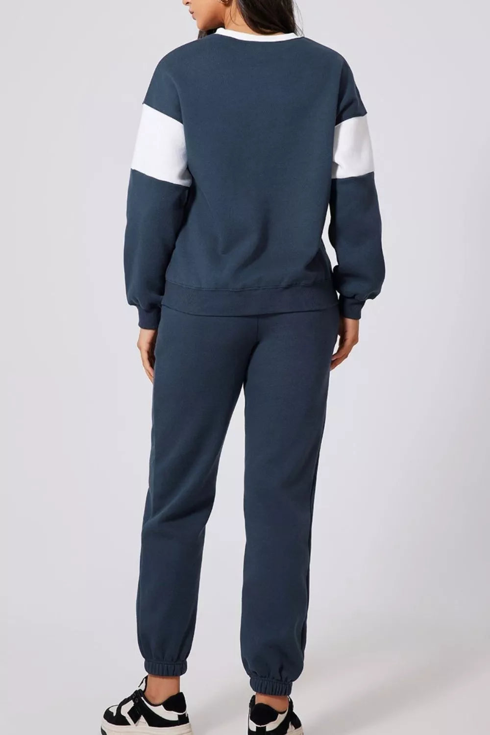 Drop Shoulder Loose Sweatshirt and Joggers Active Set Fitggins