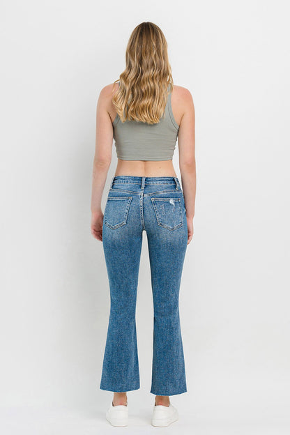 Vervet by Flying Monkey Full Size Mid Rise Distressed Cropped Flare Jeans - Jeans - FITGGINS