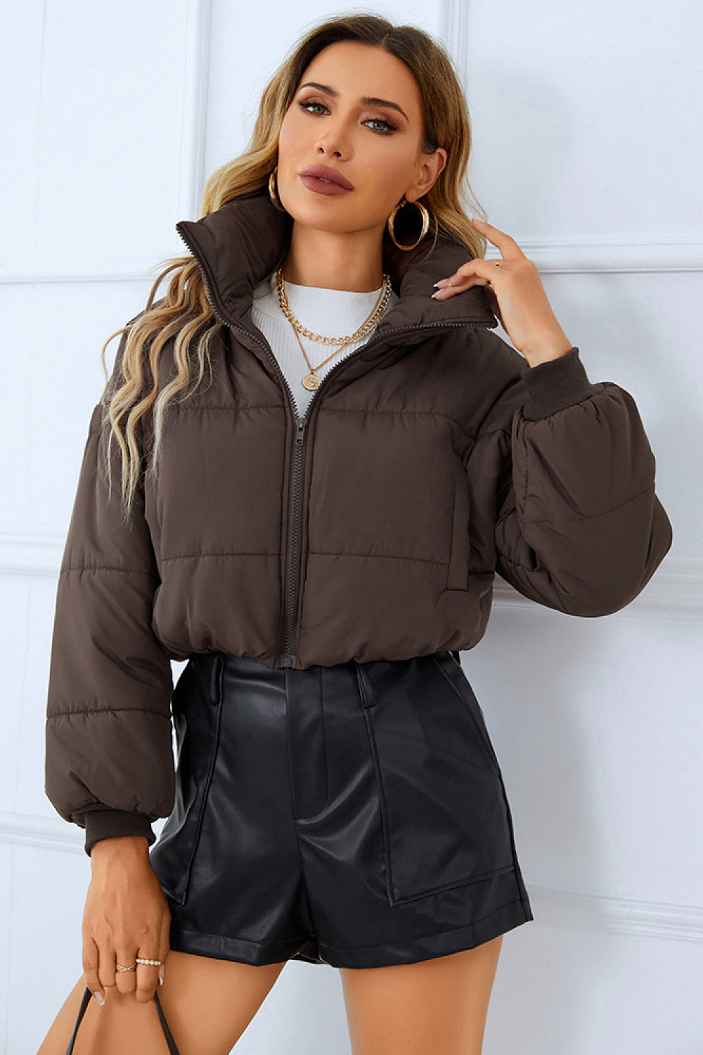 Zip-Up Winter Coat with Pockets - Jackets - FITGGINS