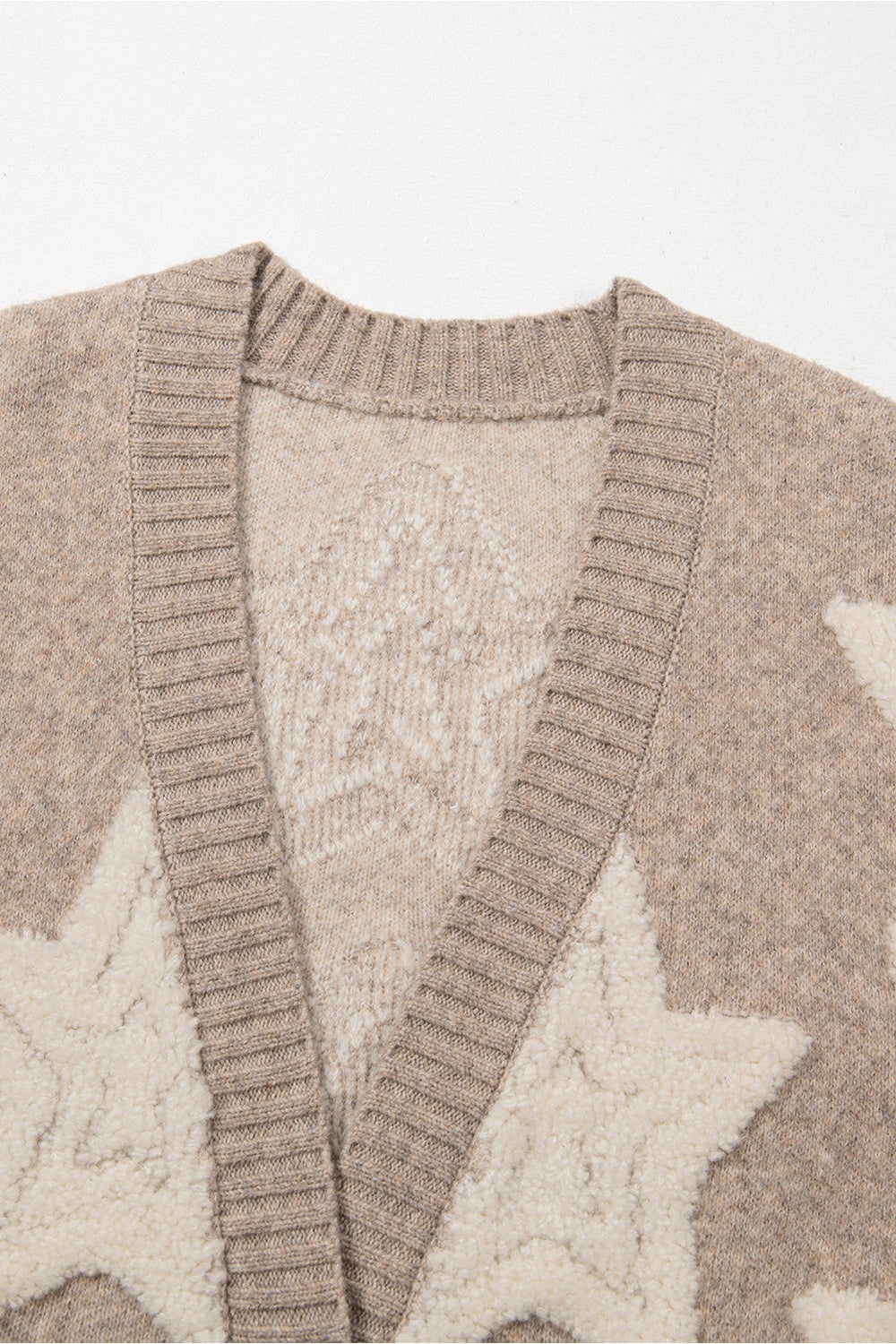 Sherpa Star V-Neck Cardigan with Pockets - Cardigans - FITGGINS