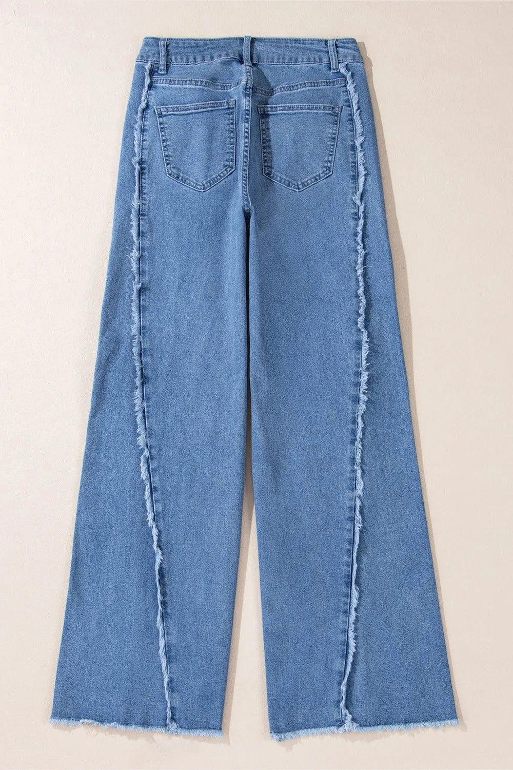 Raw Hem Wide Leg Jeans with Pockets - Jeans - FITGGINS