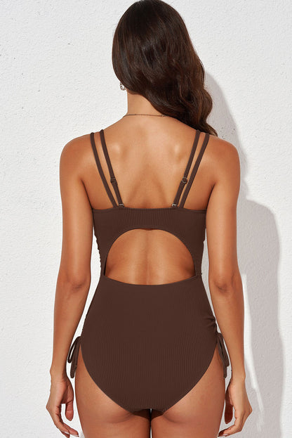 Tied Cutout Plunge One-Piece Swimsuit Fitggins