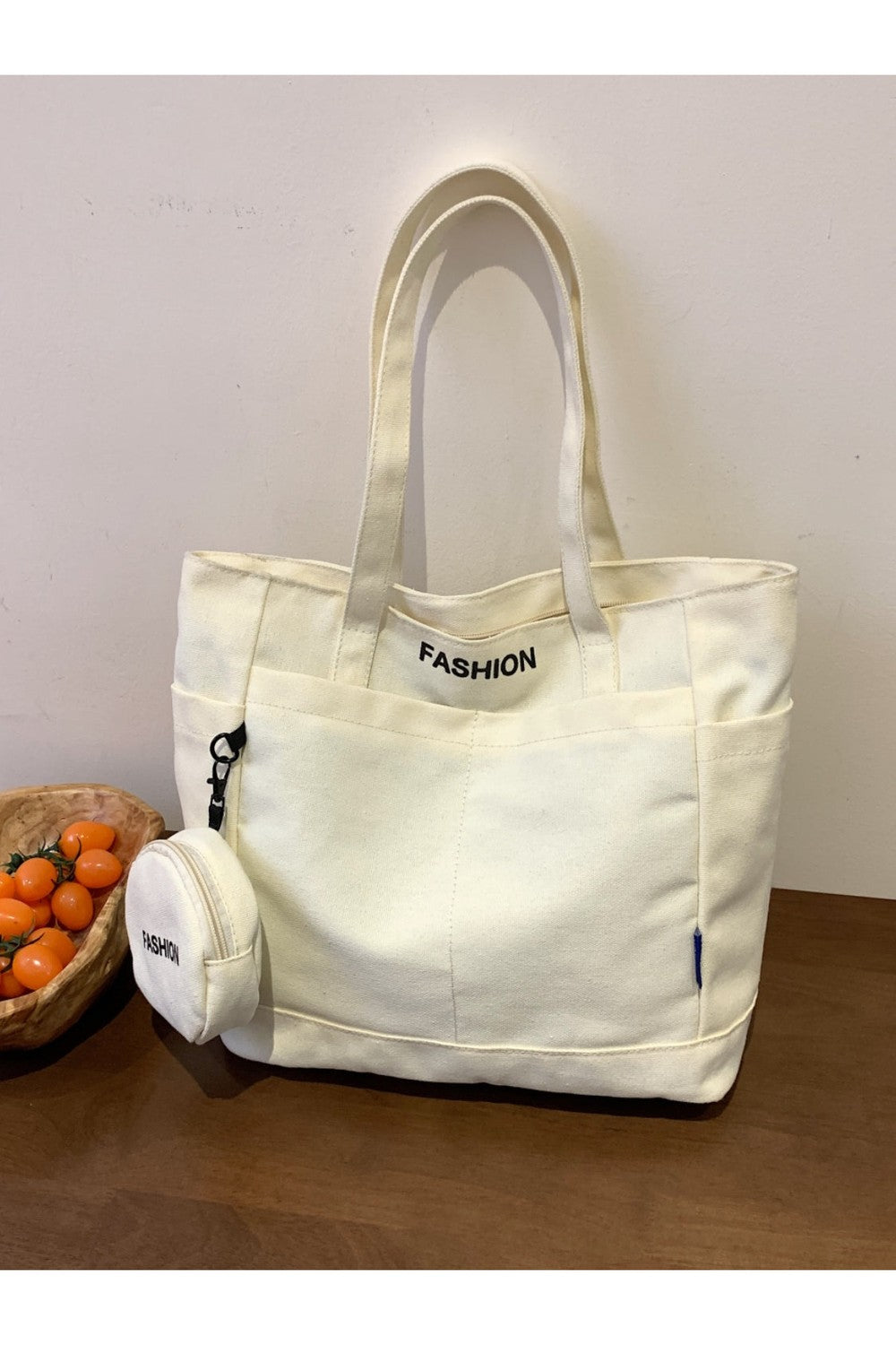 Canvas Tote Bag with Pouch - Handbag - FITGGINS