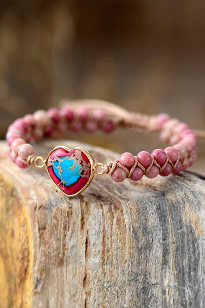 Handmade Heart Shape Natural Stone Bracelet - Bracelets - FITGGINS