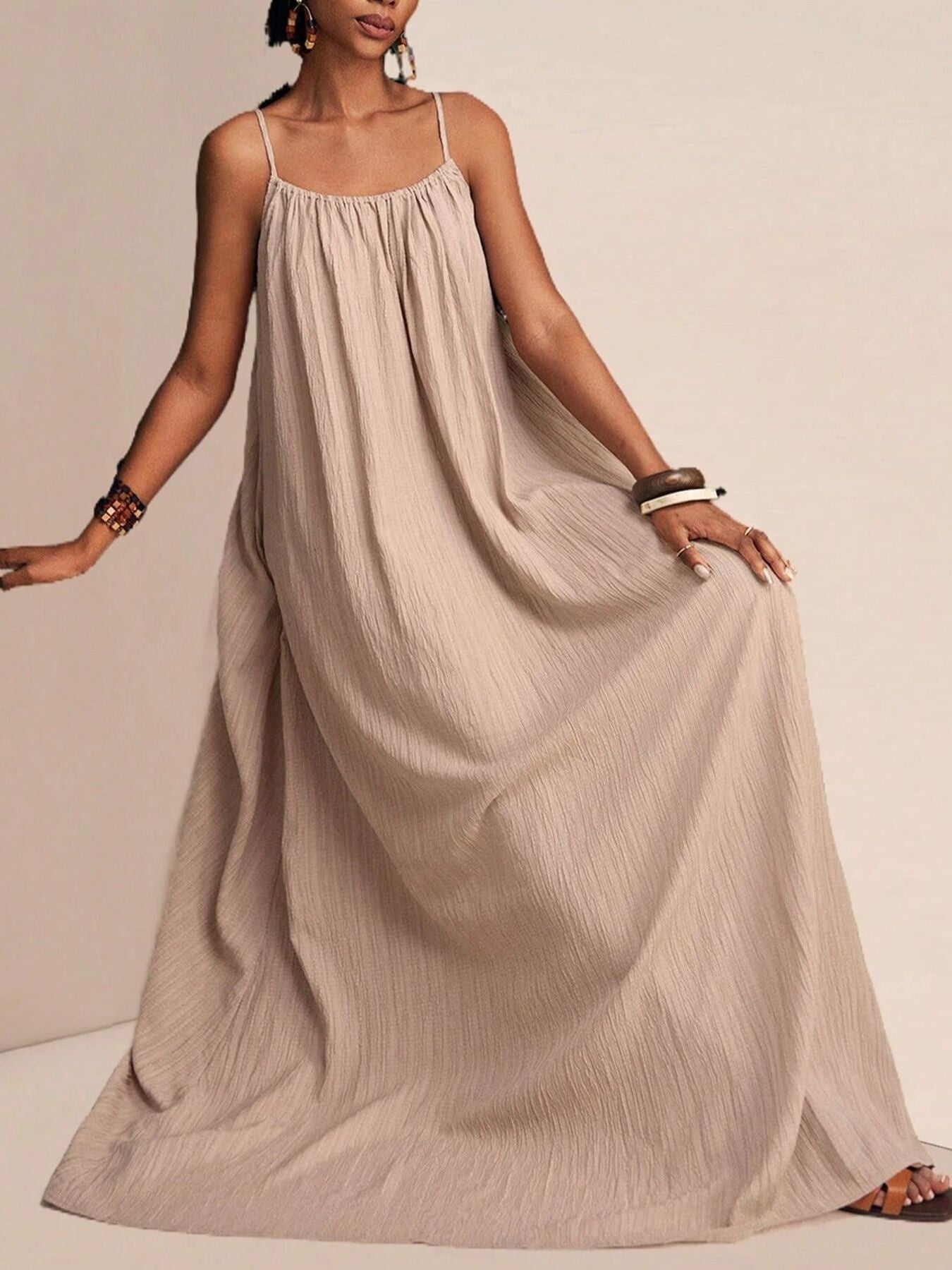 Spaghetti Strap Flowy Maxi Dress Fitggins