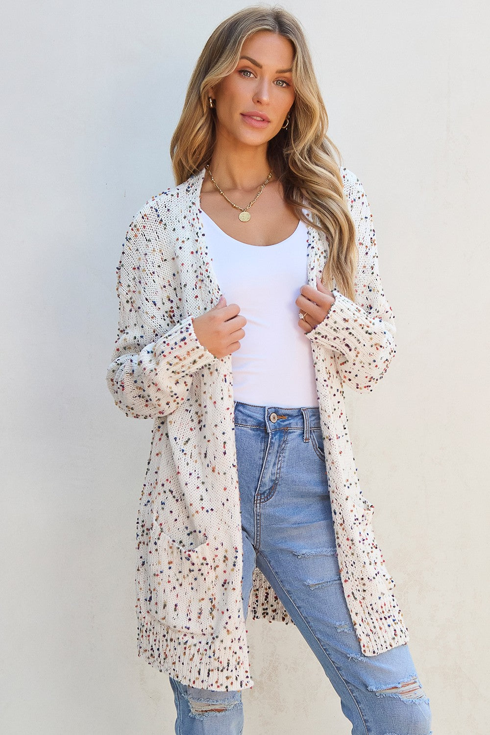 Open Front Long Sleeve Cardigan - Cardigans - FITGGINS