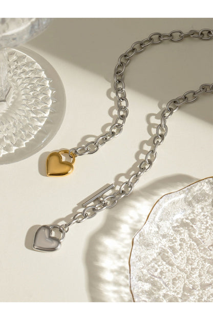 Stainless Steel Heart Chain Necklace - Necklaces - FITGGINS