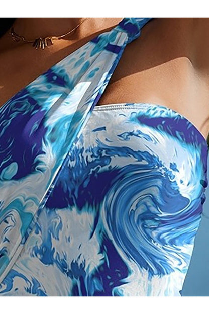 Cutout Printed One-Shoulder One-Piece Swimwear - Swimwear One-Pieces - FITGGINS