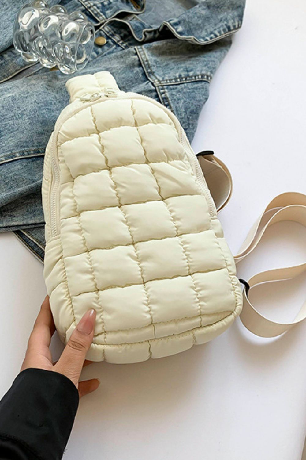 Quilted Nylon Crossbody Bag - Handbag - FITGGINS