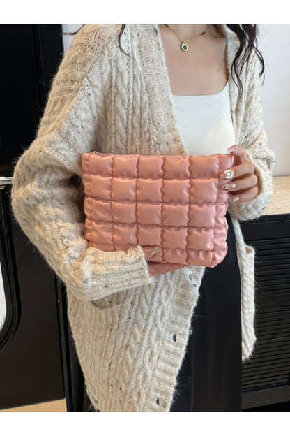 Quilted Plaid Clutch with Zipper - Handbag - FITGGINS