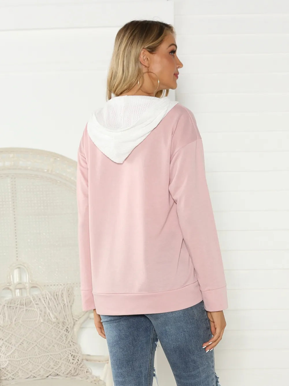 Shiny Contrast Zip Detail Hoodie Fitggins