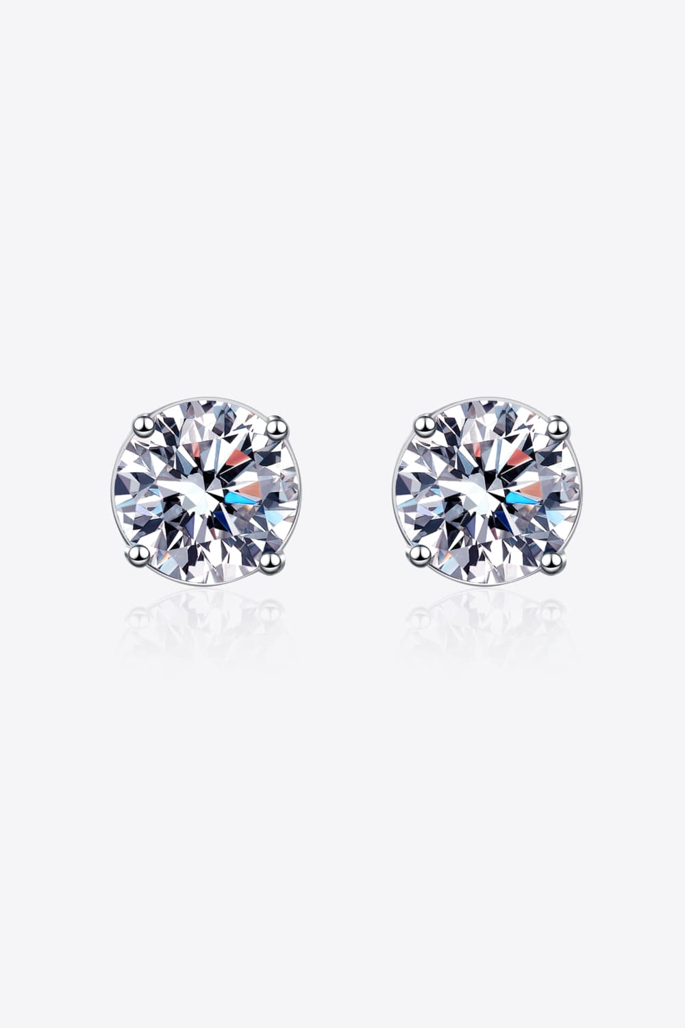 2 Carat Moissanite Rhodium-Plated Stud Earrings - Earrings - FITGGINS