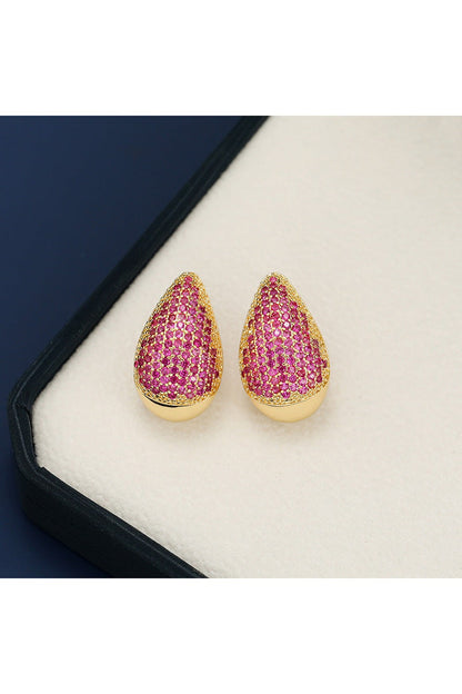 18K Gold-Plated Zircon Teardrop Earring - Earrings - FITGGINS