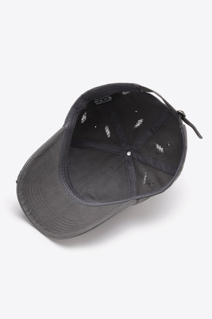 Distressed Adjustable Baseball Cap - Hats - FITGGINS