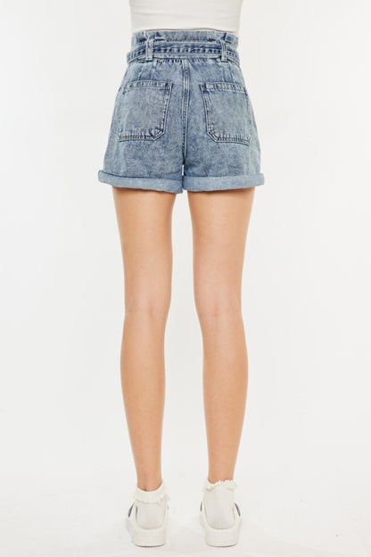 Kancan Ultra High Rise Paperbag Denim Shorts - Denim Shorts - FITGGINS