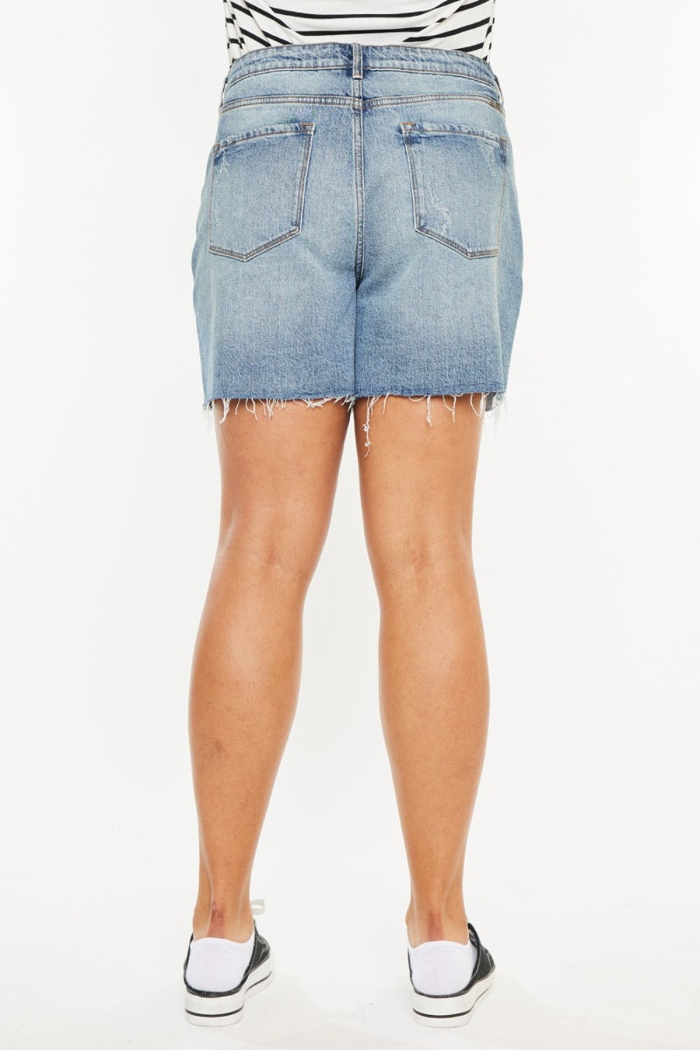 Kancan Full Size Raw Hem High Waist Denim Shorts - Denim Shorts - FITGGINS