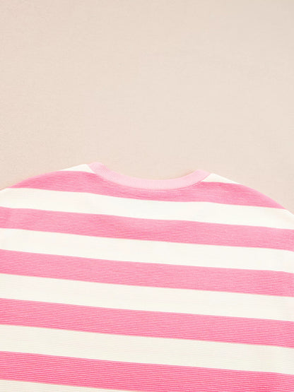 Stripe Cap Sleeve Pocketed Shift Dress Fitggins
