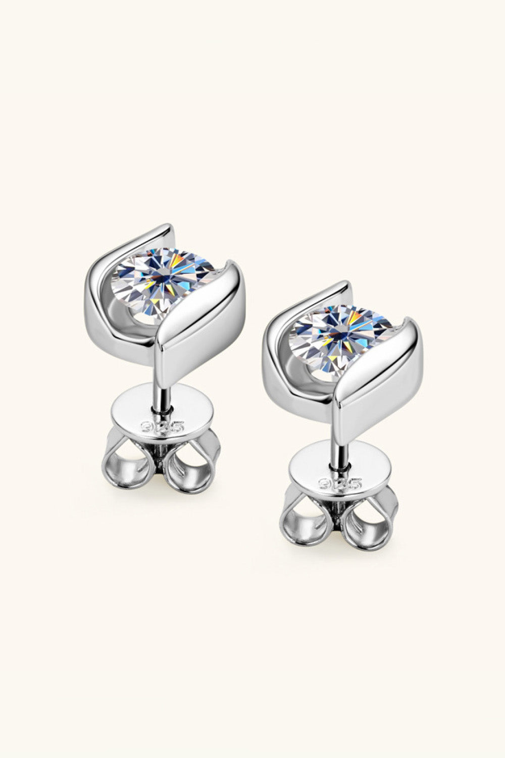 1 Carat Moissanite 925 Sterling Silver Stud Earrings - Earrings - FITGGINS