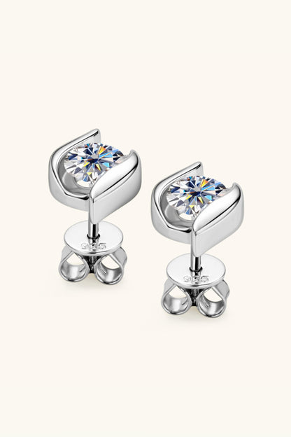 1 Carat Moissanite 925 Sterling Silver Stud Earrings - Earrings - FITGGINS