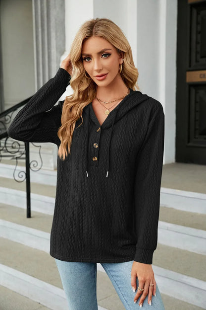 Cable-Knit Long Sleeve Hoodie Fitggins