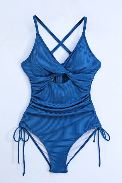 Cutout V-Neck Spaghetti Strap One-Piece Swimwear Fitggins