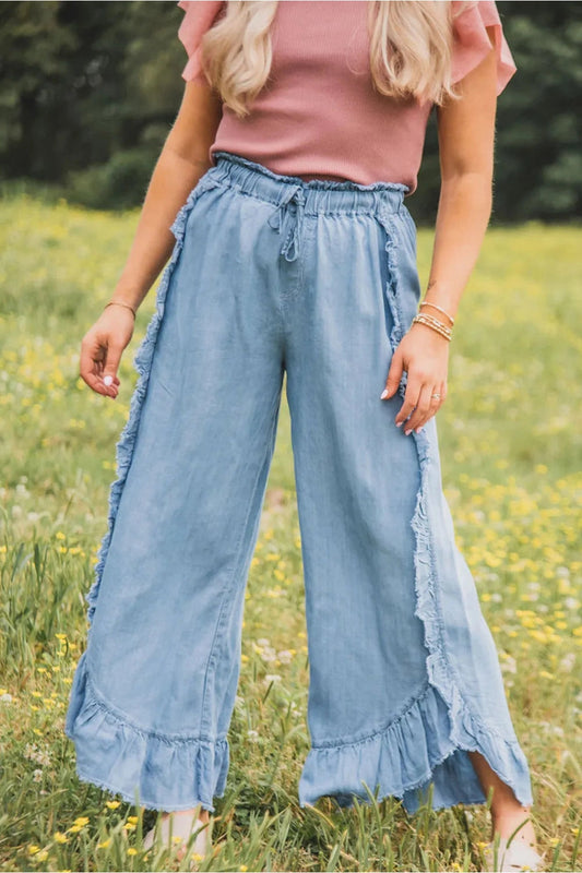 Raw Hem Wide Leg Jeans - Jeans - FITGGINS