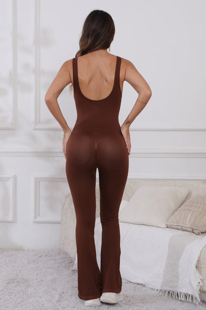 Scoop Neck Wide Strap Active Jumpsuit - Active Set - FITGGINS